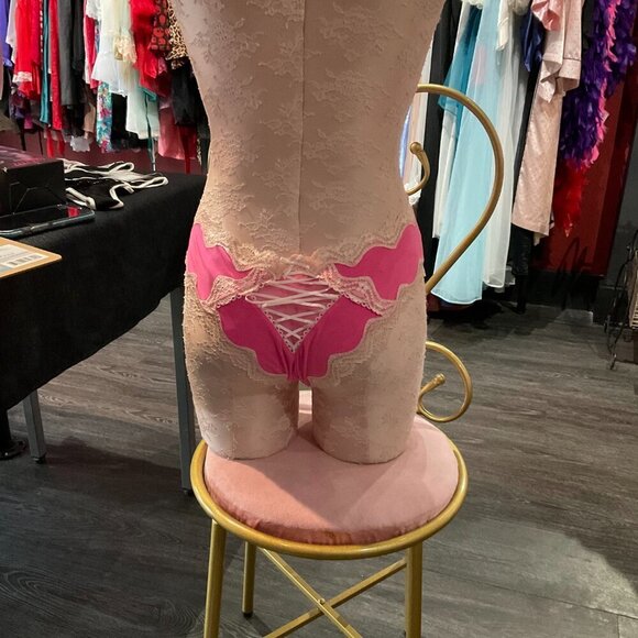 PINK Victoria's Secret Stretch Back Lace-Up Cheeky Underwear Size L Pink - Picture 2 of 2